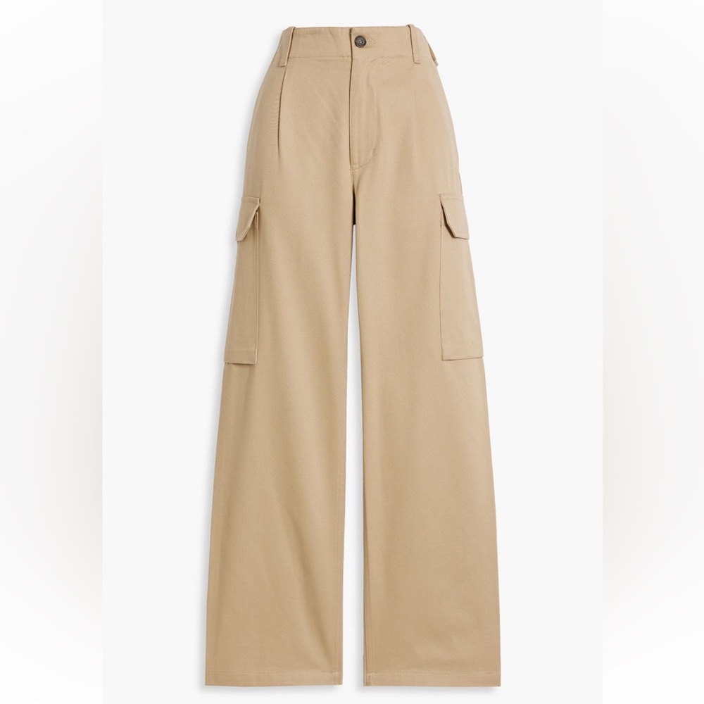 Nili Lotan Yannic Cotton-Twill Wide-Leg Cargo Pants Khaki/Tan